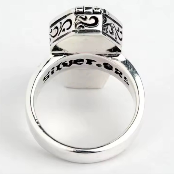 Halloween Vintage Silver Gothic Coffin Ring vampire skull - Picture 6 of 14